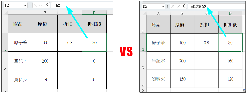 絕對參照公式複製範例
