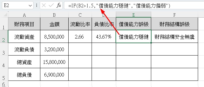 財務比率分析模板-IF風險判斷