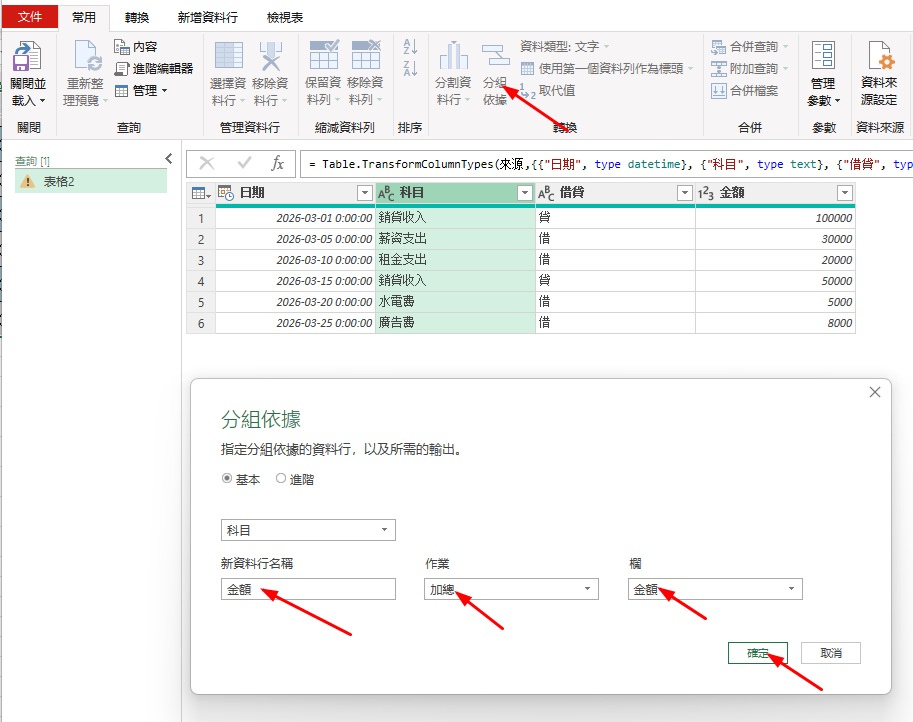 損益表自動產生|從傳票到報表,一鍵搞定 5 Power Query自動更新損益表2