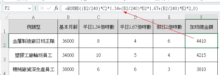 Excel加班計算｜3套勞基法加班公式分段加班薪資Excel考勤計算教學